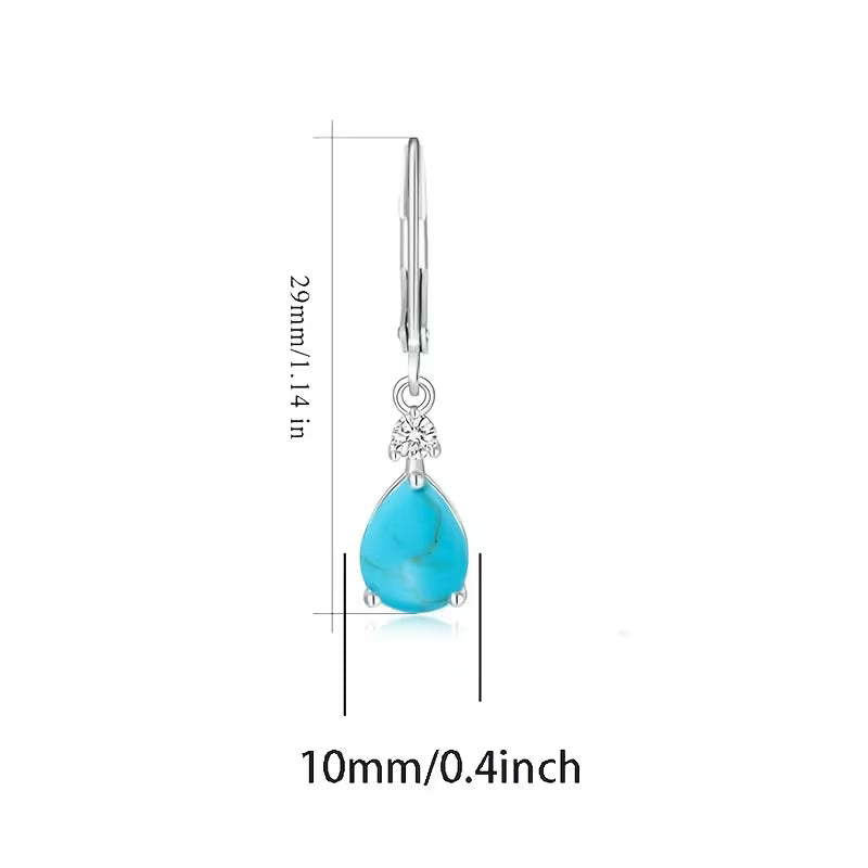 Sterling Silver Teardrop Turquoise Drop Earrings