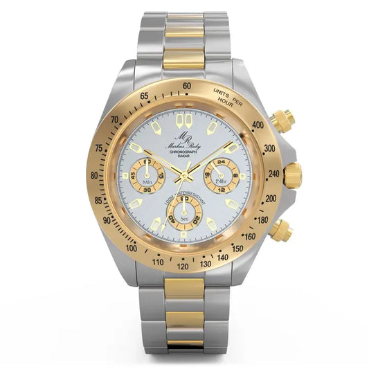 Markus Ruby Stainless Steel & 18k Gold Plate Dakar Chronograph Wrist Watch (Silver Dial)