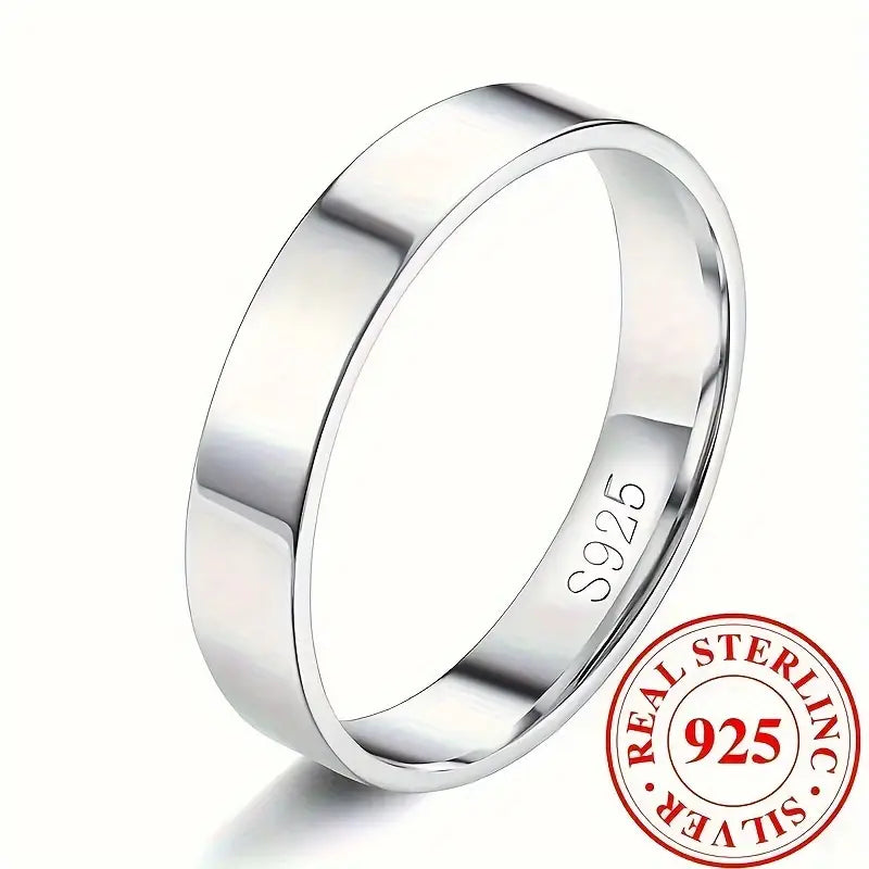 Sterling Silver 4mm Unisex Flat Band Wedding Ring size J, L, N 1/2, P 1/2, R 1/2, T 1/2 or V 1/2