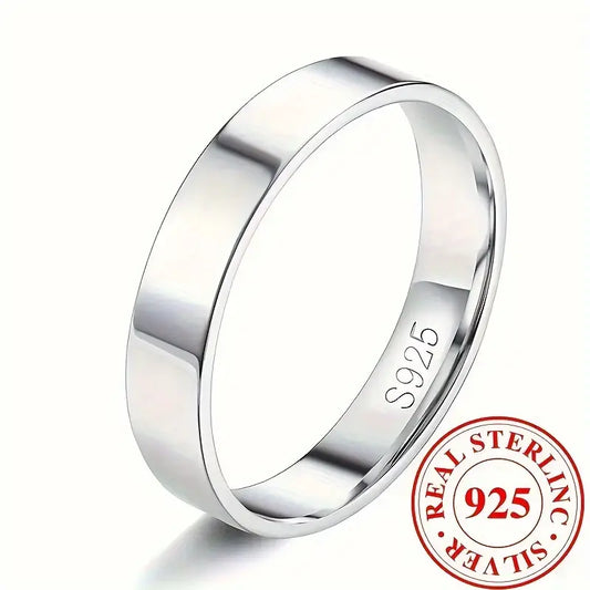 Sterling Silver 4mm Unisex Flat Band Wedding Ring size J, L, N 1/2, P 1/2, R 1/2, T 1/2 or V 1/2