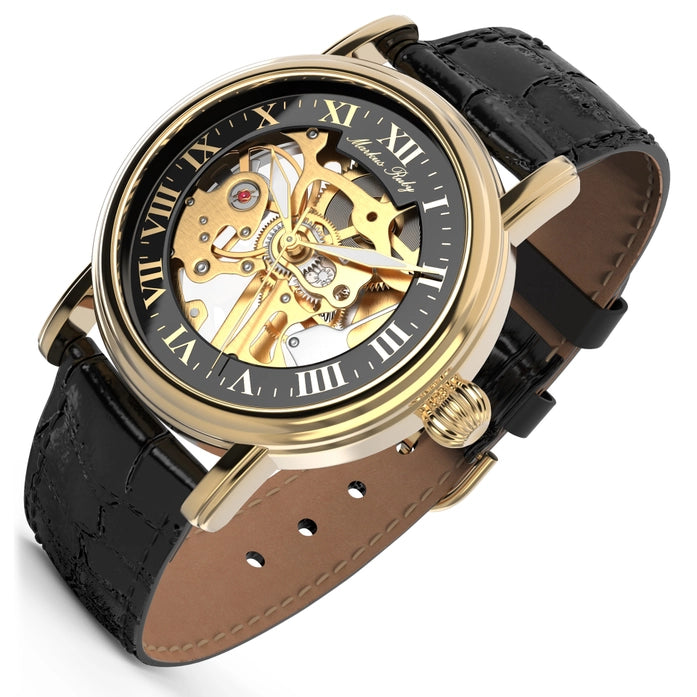 Markus Ruby Mechanical Gold Edition Men's Skeleton Wrist Watch