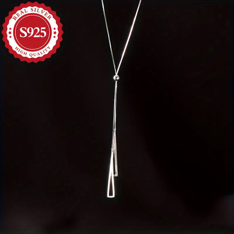 Sterling Silver Adjustable Triangular Zipper Lariat Necklace