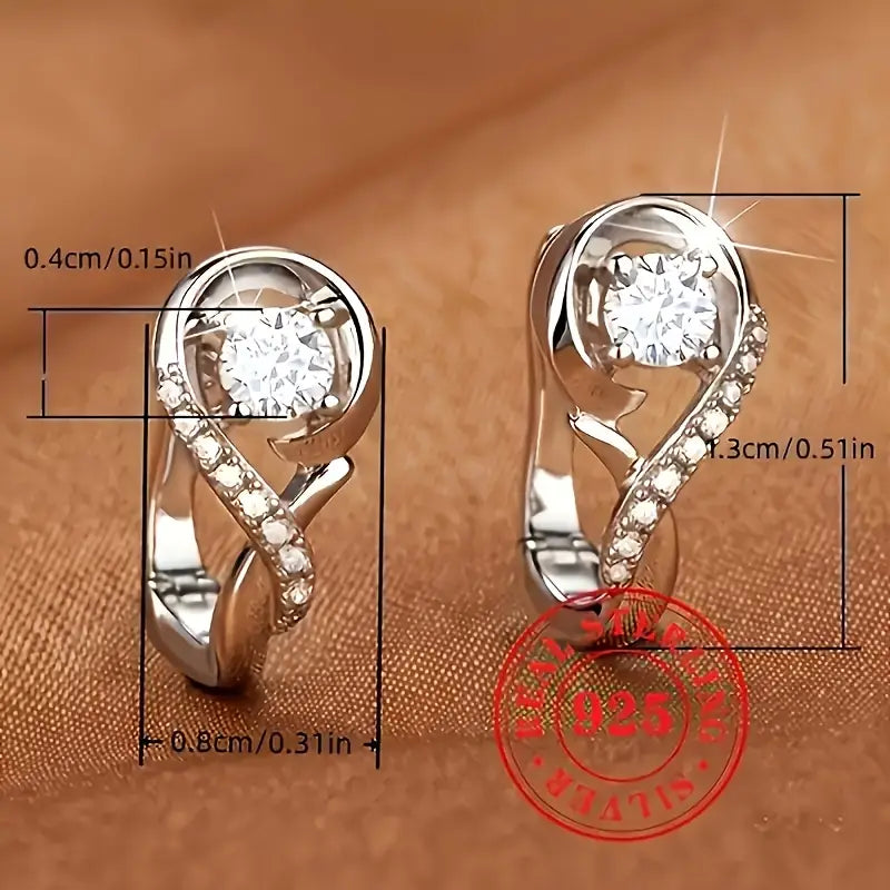 Sterling Silver White Cubic Zirconia Huggie Hoop Earrings