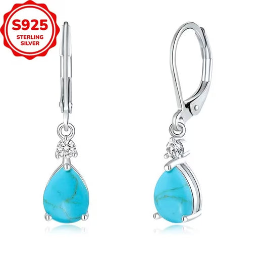 Sterling Silver Teardrop Turquoise Drop Earrings