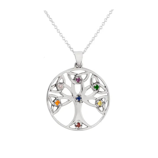 Sterling Silver Chakra Tree Pendant & Chain