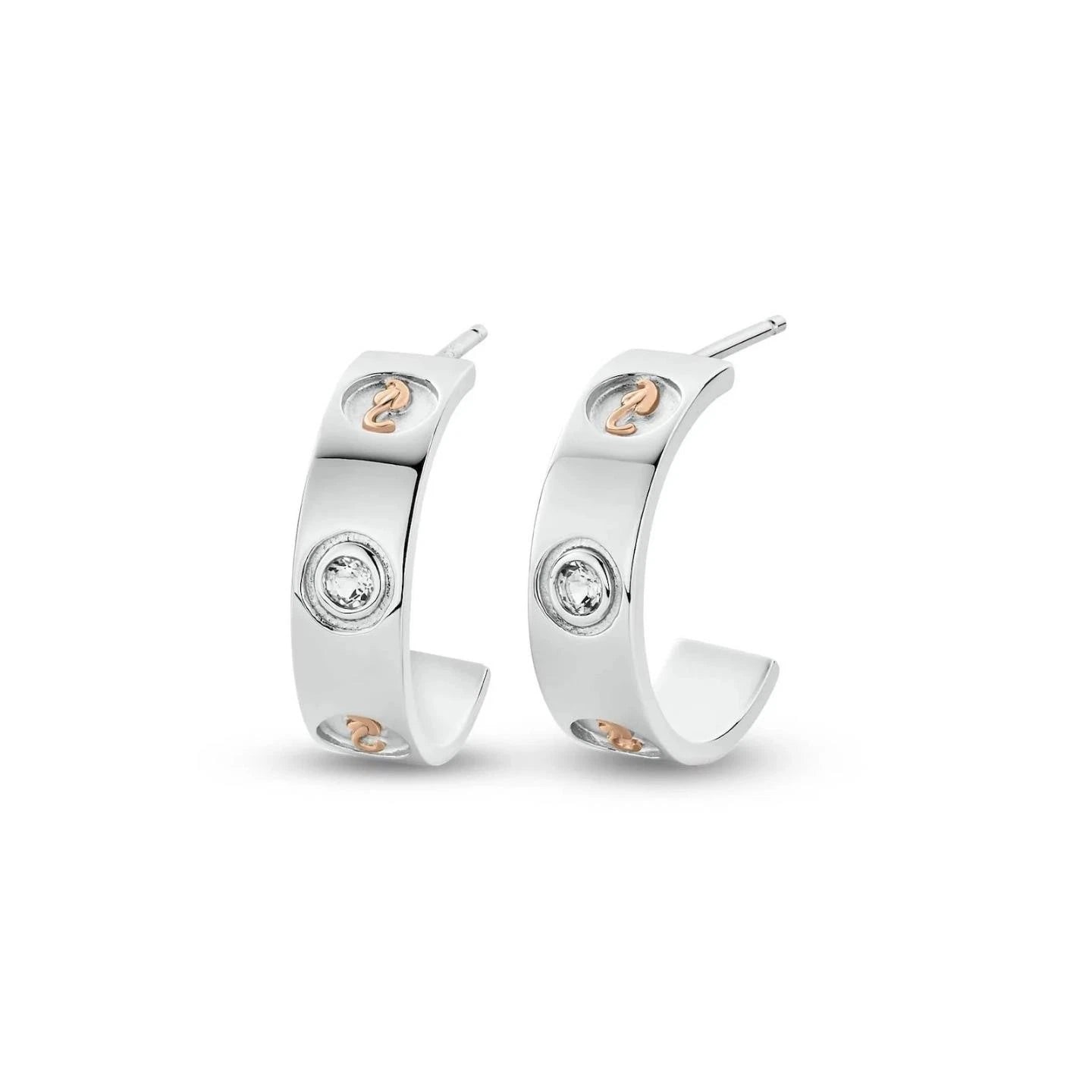 Clogau Sterling Silver & 9ct Rose Gold Tree of Life Insignia Topaz Half Hoop Earrings RRP £209.00