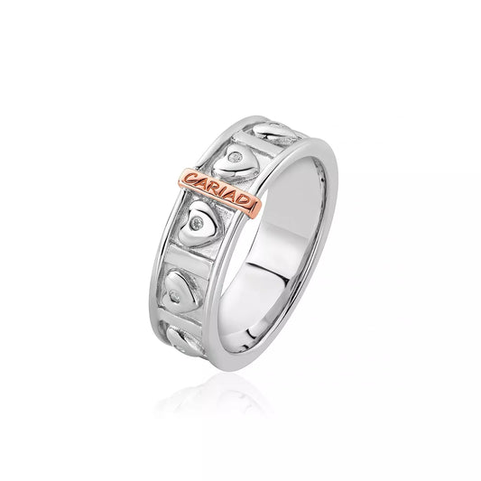 Clogau Sterling Silver & 9ct Rose Gold Cariad Ring RRP £189.00 size L, N or Q