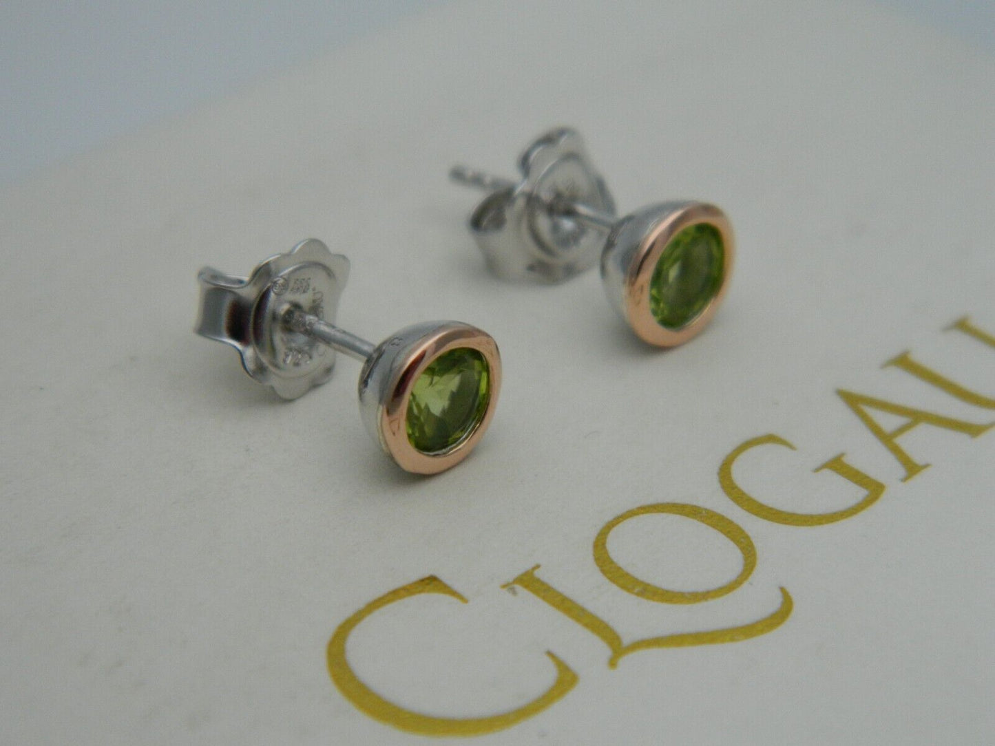 Clogau Sterling Silver & 9ct Rose Gold Peridot August Birthstone Stud Earrings