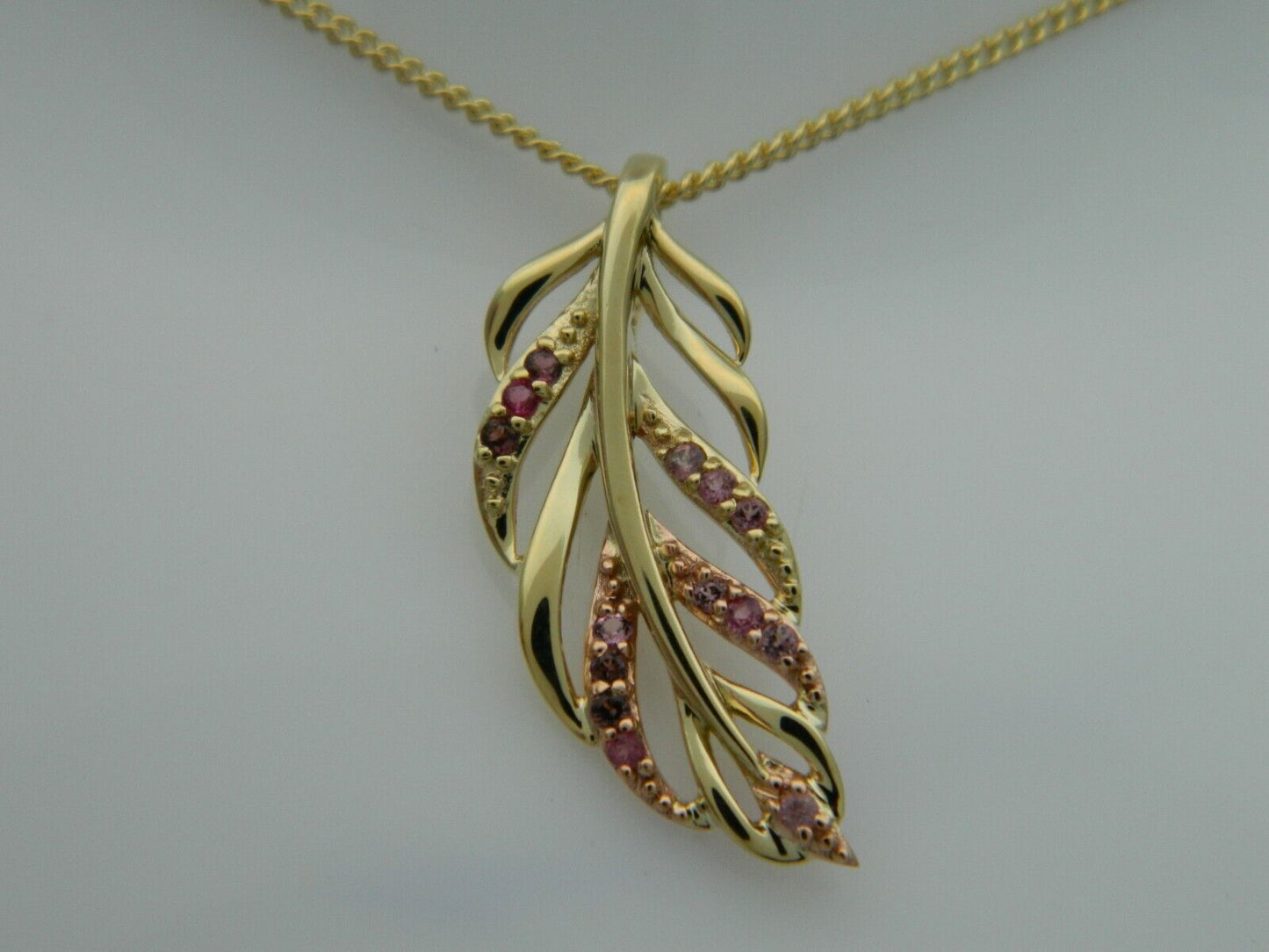 Clogau 9ct Yellow & Rose Gold Debutante Feather Pink Tourmaline Pendant