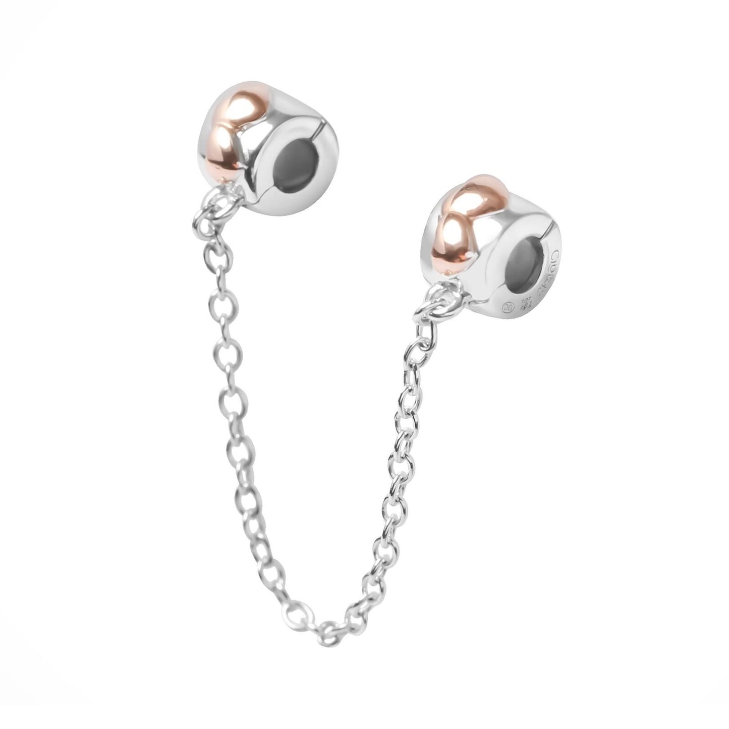 Clogau Sterling Silver & 9ct Rose Gold Cariad Safety Chain Bead Charm