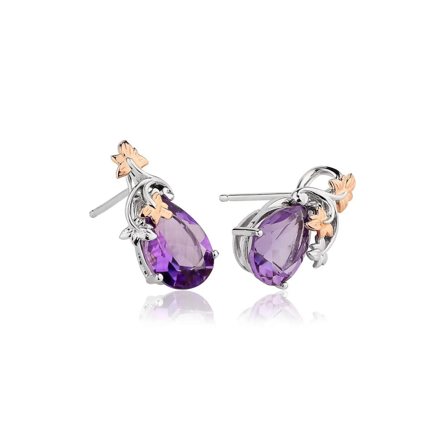 Clogau 18ct White & Rose Gold Great Vine Amethyst Earrings RRP £850.00