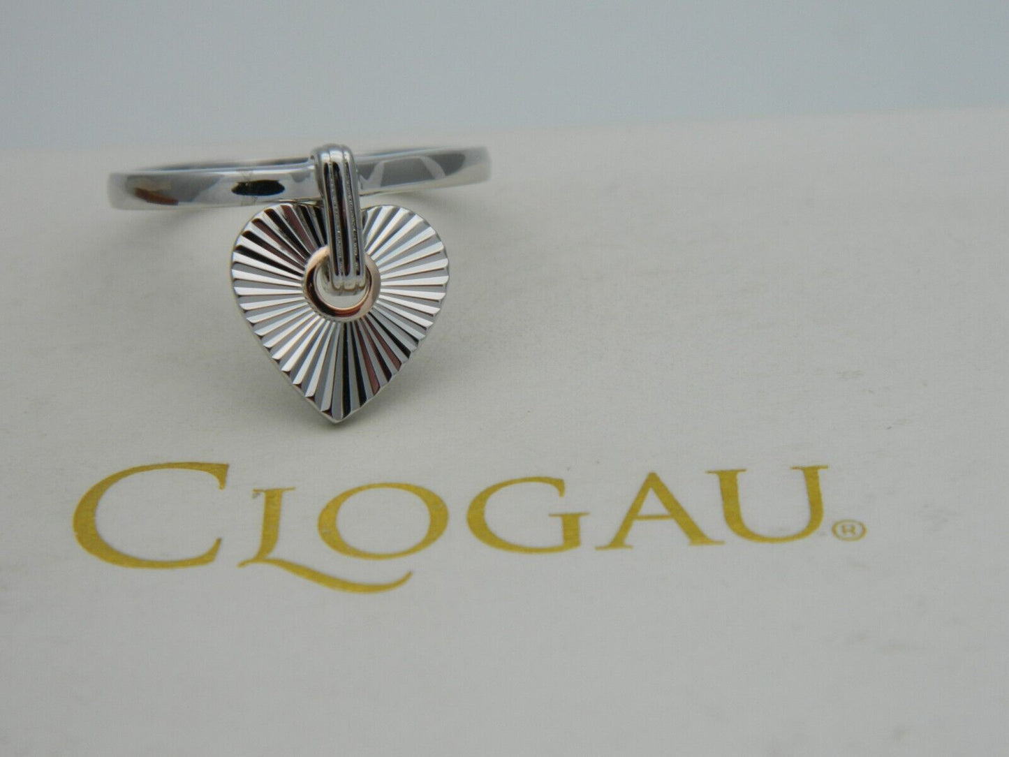 Clogau Sterling Silver & 9ct Rose Gold Cariad Horizon Heart Ring size M, O, P or Q