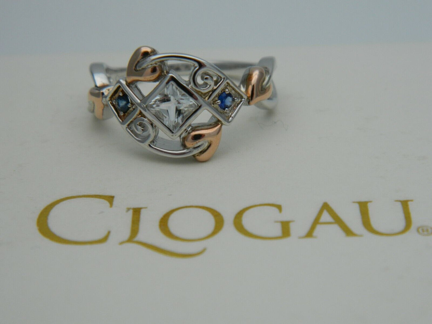 Clogau Sterling Silver & Rose Gold Tree of Life Topaz & Sapphire Ring size N