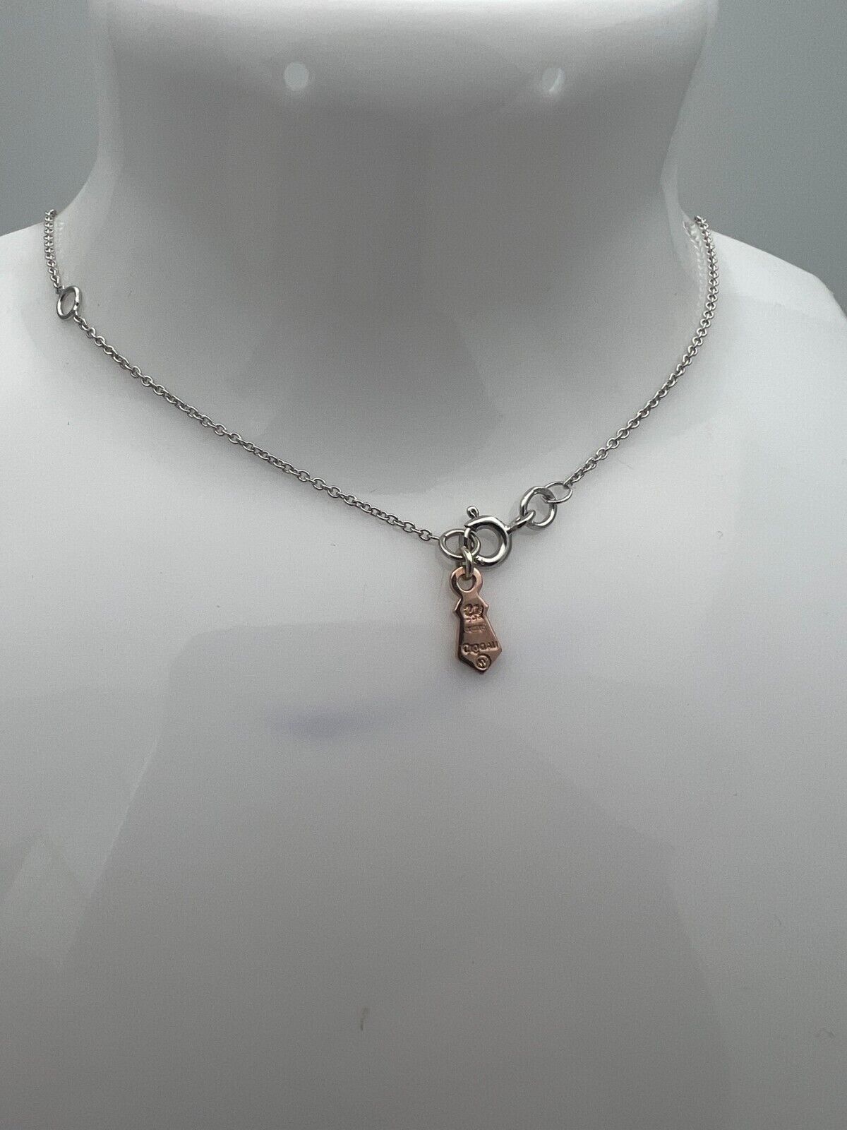 Clogau 9ct White Gold Trace Chain with Rose Gold Clogau Tag