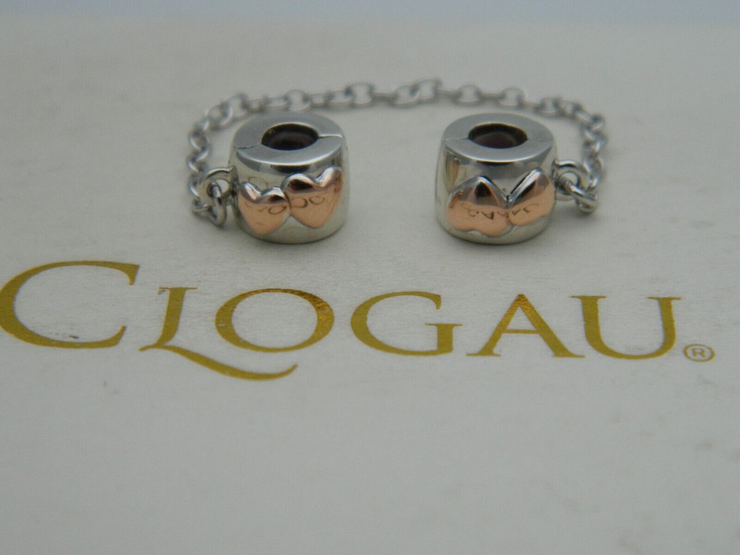 Clogau Sterling Silver & 9ct Rose Gold Cariad Safety Chain Bead Charm