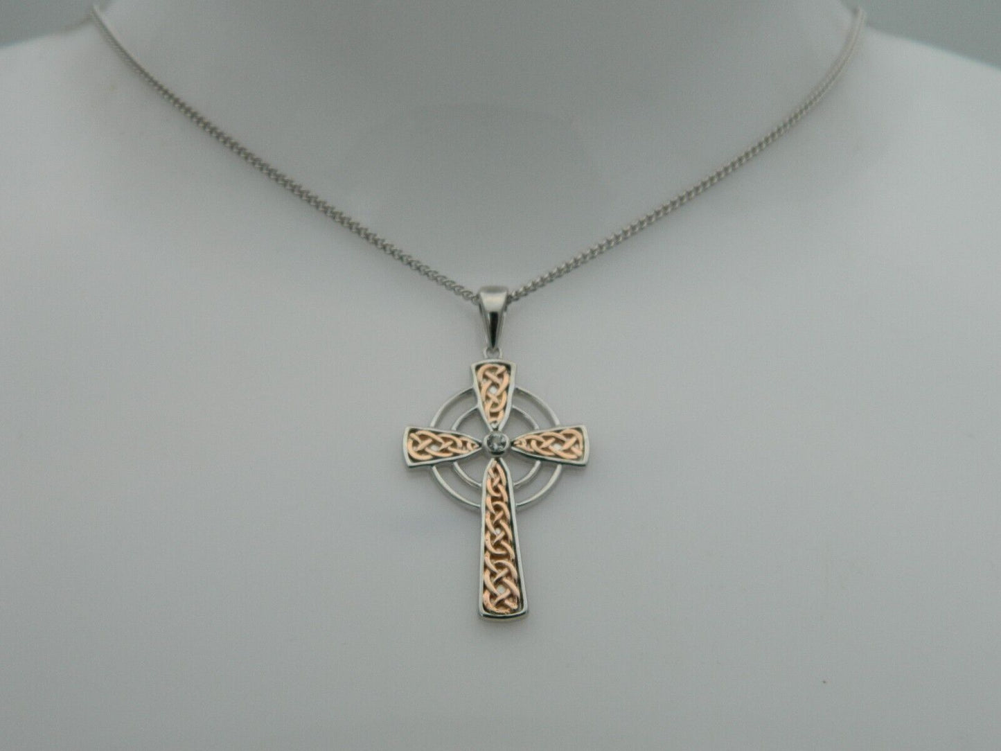 Clogau Sterling Silver & 9ct Rose Gold Welsh Royalty Topaz Cross Pendant