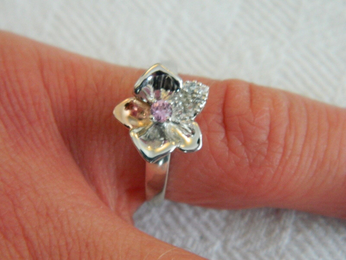 Clogau Sterling Silver & 9ct Rose Gold Orchid Pink Sapphire Ring