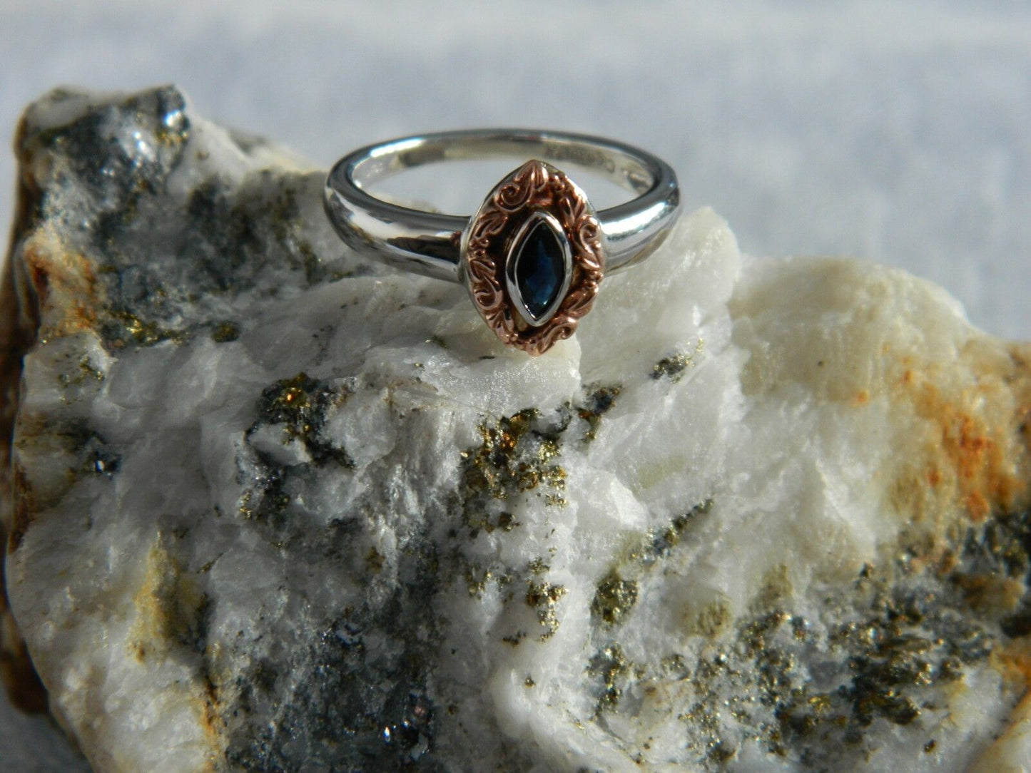 Clogau 9ct White & Rose Gold 'Lilibet' Blue Sapphire Ring