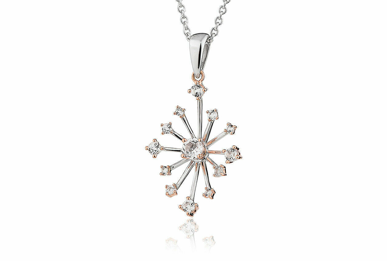 Clogau 9ct White & Rose Gold Celebration Sparkle Topaz Pendant