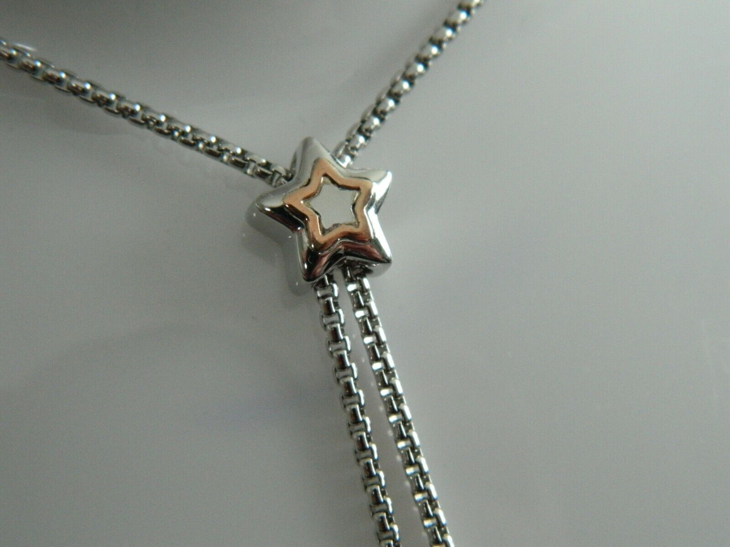 Clogau Sterling Silver & 9ct Rose Gold Swarovski Topaz Star Lariat Necklace