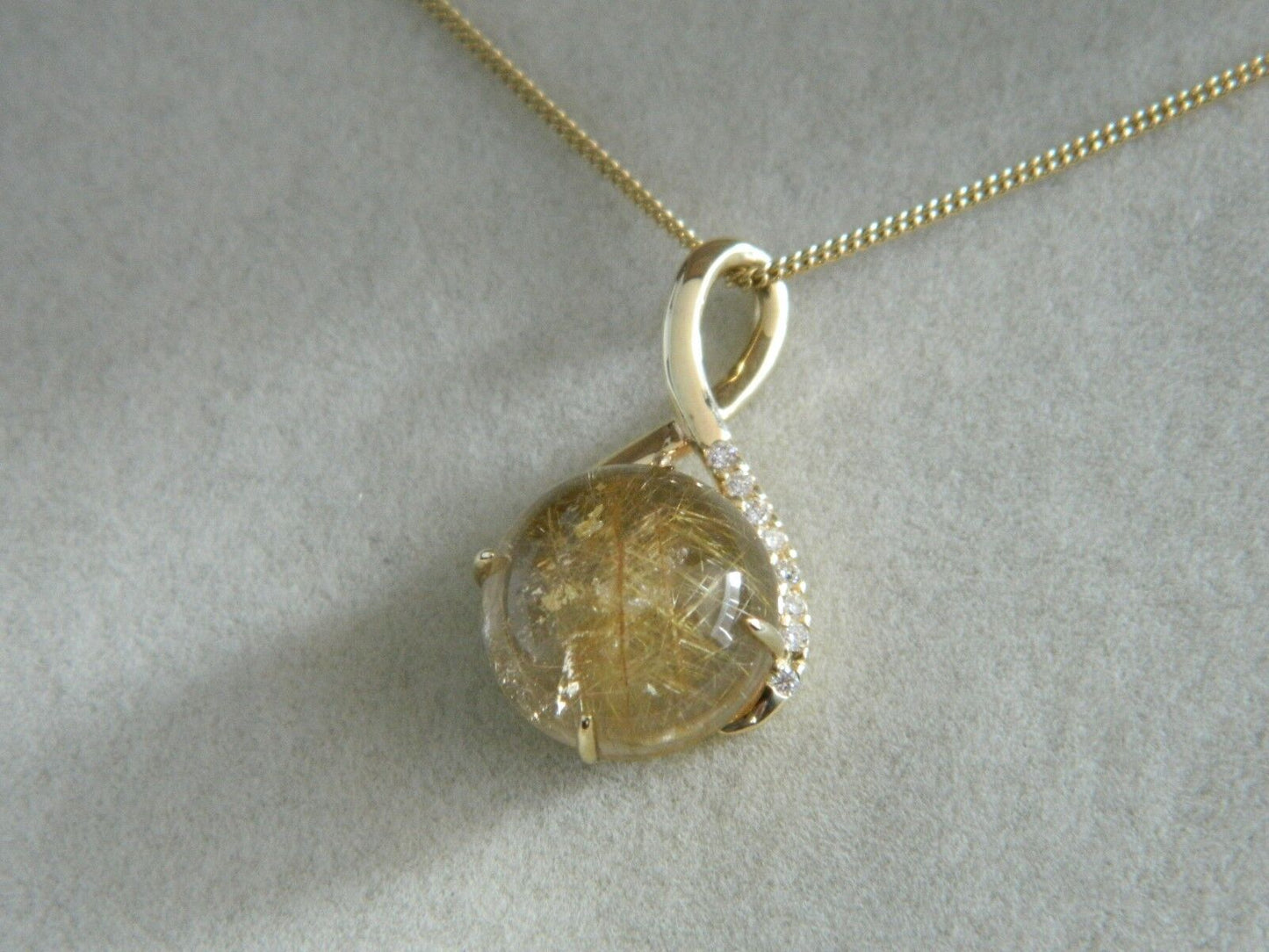 Clogau 9ct Yellow Gold Venus Rutilated Quartz & Diamond Pendant