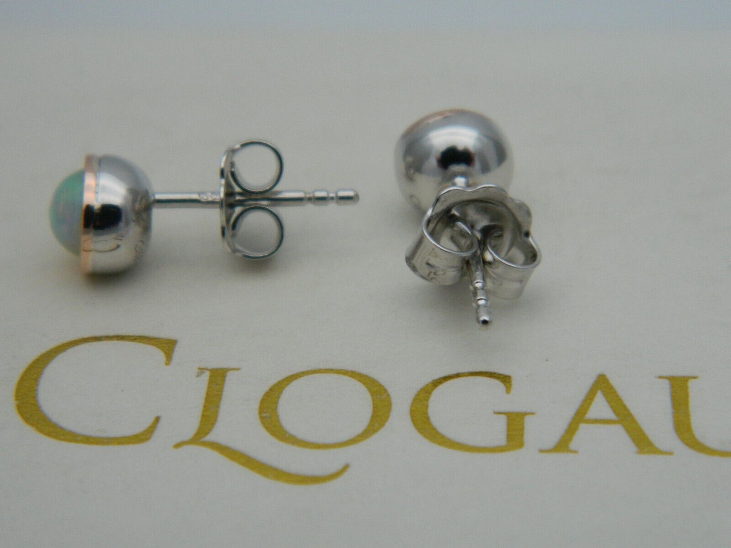 Clogau Sterling Silver & 9ct Rose Gold Fire Opal October Birthstone Stud Earrings