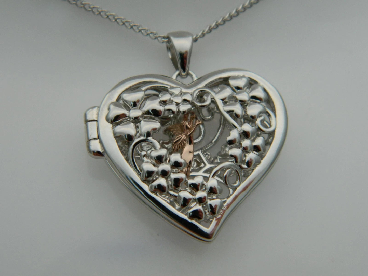 Clogau Sterling Silver & 9ct Rose Gold Fairy Open Heart Locket
