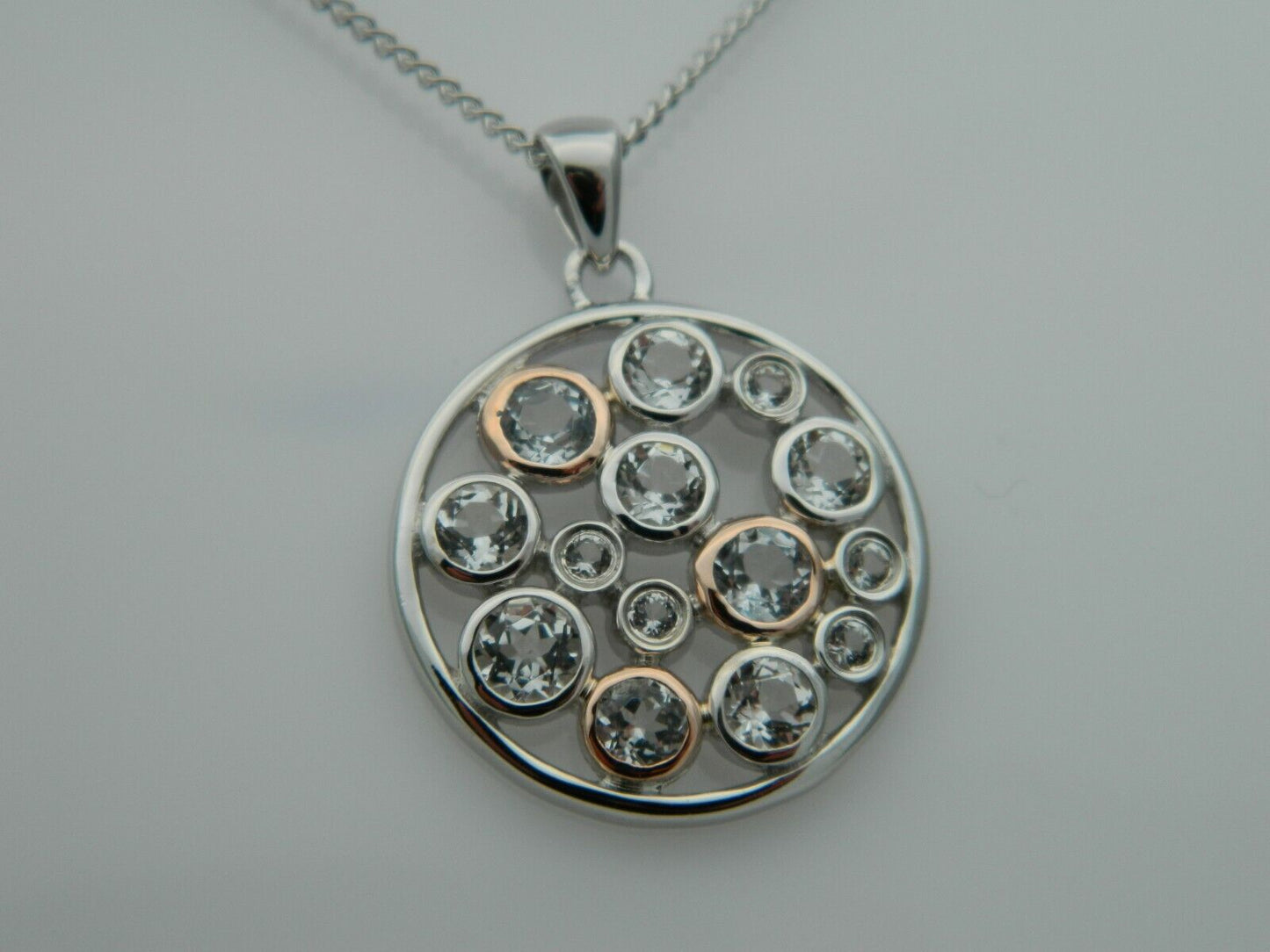 Clogau Sterling Silver & 9ct Rose Gold Celebration Topaz Circle Pendant