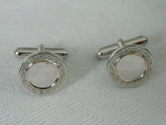 Clogau Sterling Silver & 9ct Rose Gold Meander Cufflinks (Slight second)