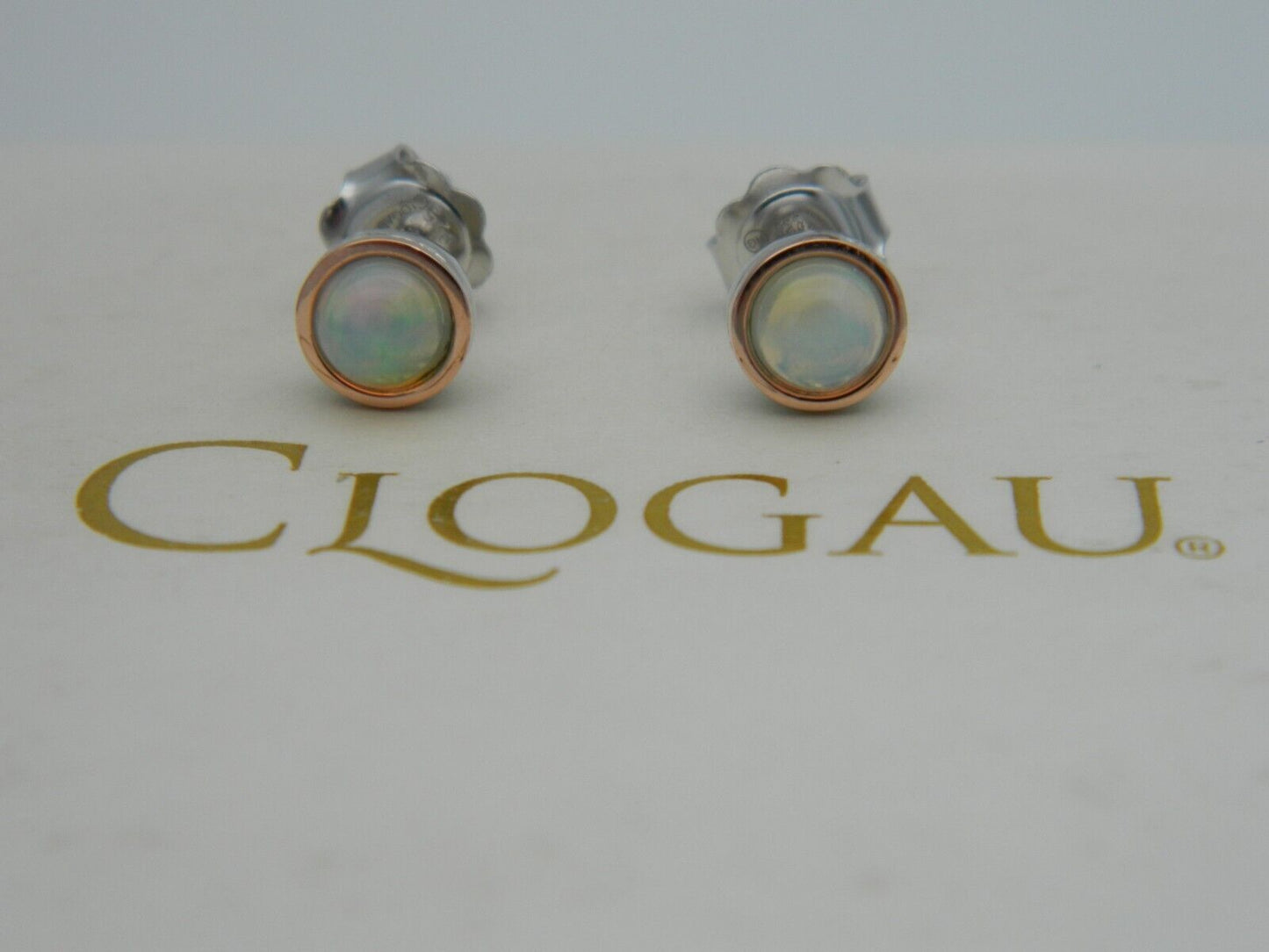 Clogau Sterling Silver & 9ct Rose Gold Fire Opal October Birthstone Stud Earrings