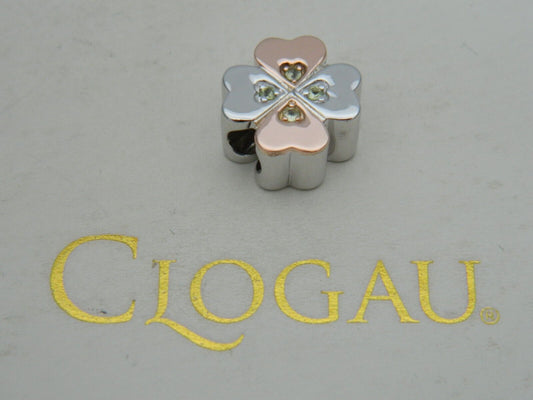 Clogau Sterling Silver & 9ct Rose Gold Four Leaf Clover Peridot Bead Charm