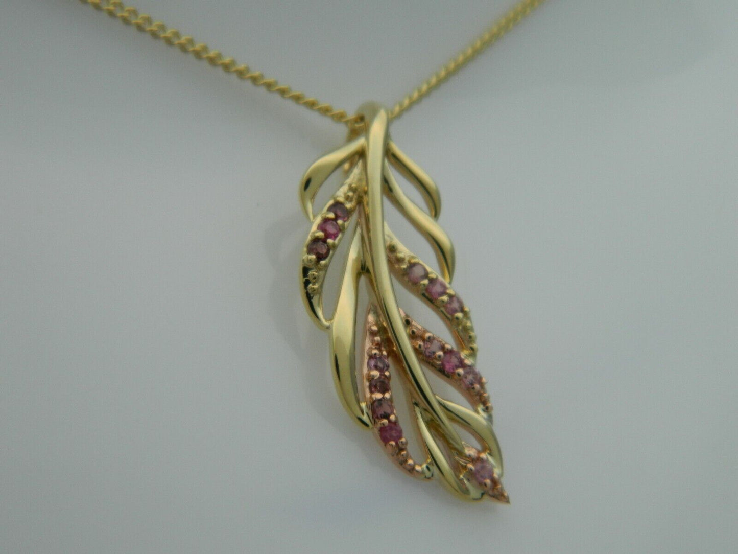 Clogau 9ct Yellow & Rose Gold Debutante Feather Pink Tourmaline Pendant