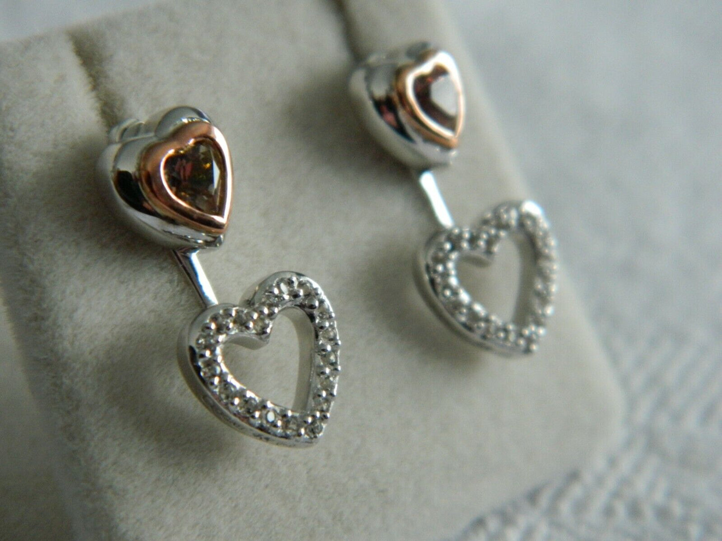 Clogau Sterling Silver & 9ct Rose Gold Swarovski Topaz Heart Drop Earrings