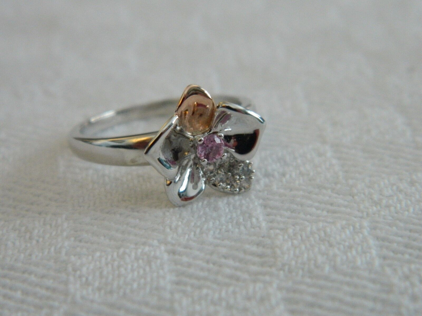 Clogau Sterling Silver & 9ct Rose Gold Orchid Pink Sapphire Ring