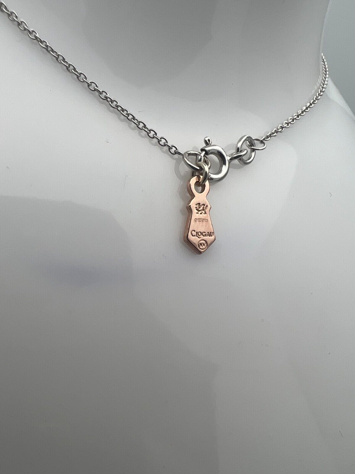 Clogau 9ct White Gold Trace Chain with Rose Gold Clogau Tag