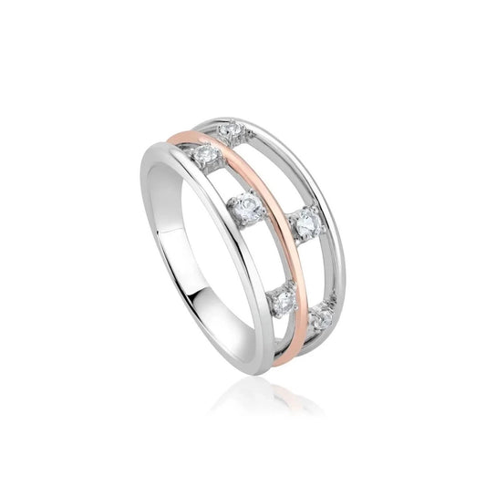 Clogau Sterling Silver & 9ct Rose Gold Awyr y Nos Topaz Ring RRP £199.00 size M