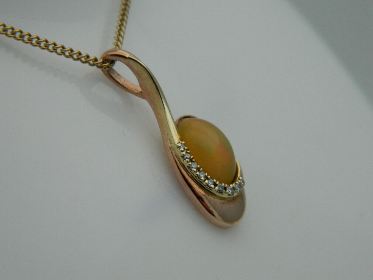 Clogau 9ct Yellow & Rose Gold Serenade Opal & Diamond Pendant