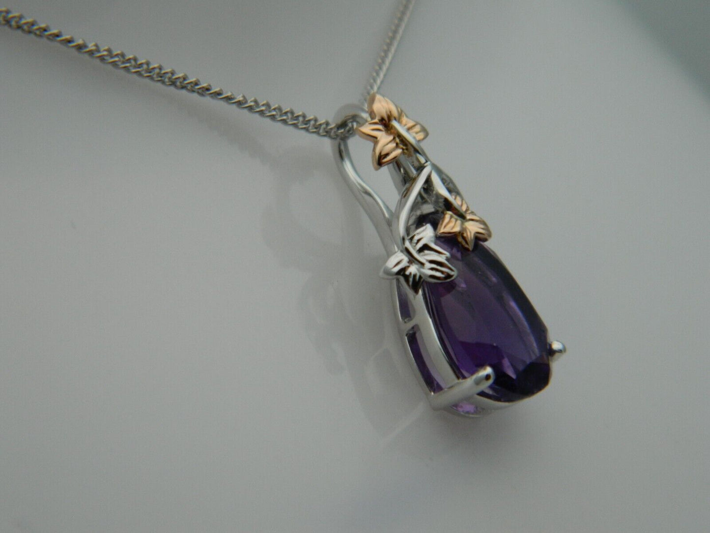 Clogau 18ct White & Rose Gold Great Vine Amethyst Pendant RRP £1,500.00