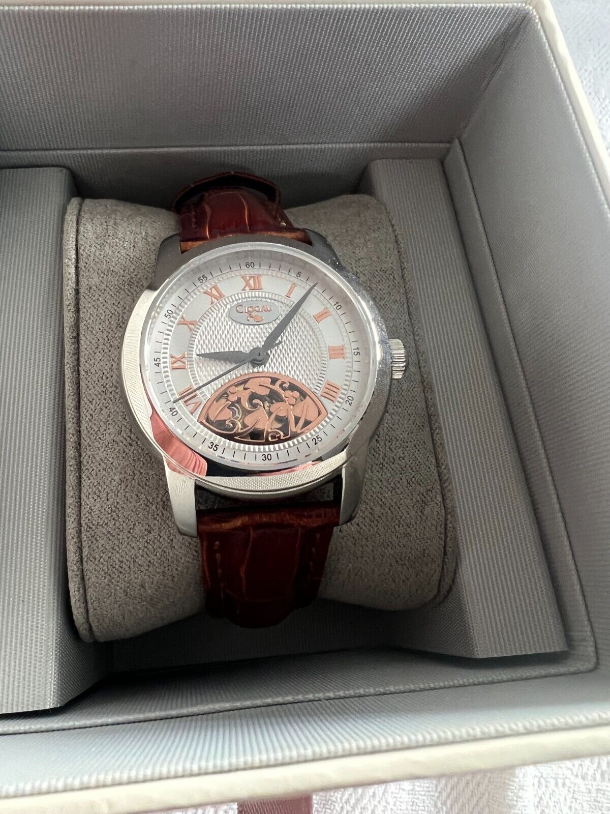 Clogau Small Baroque Tree of Life Ladies Watch With Brown Leather Strap