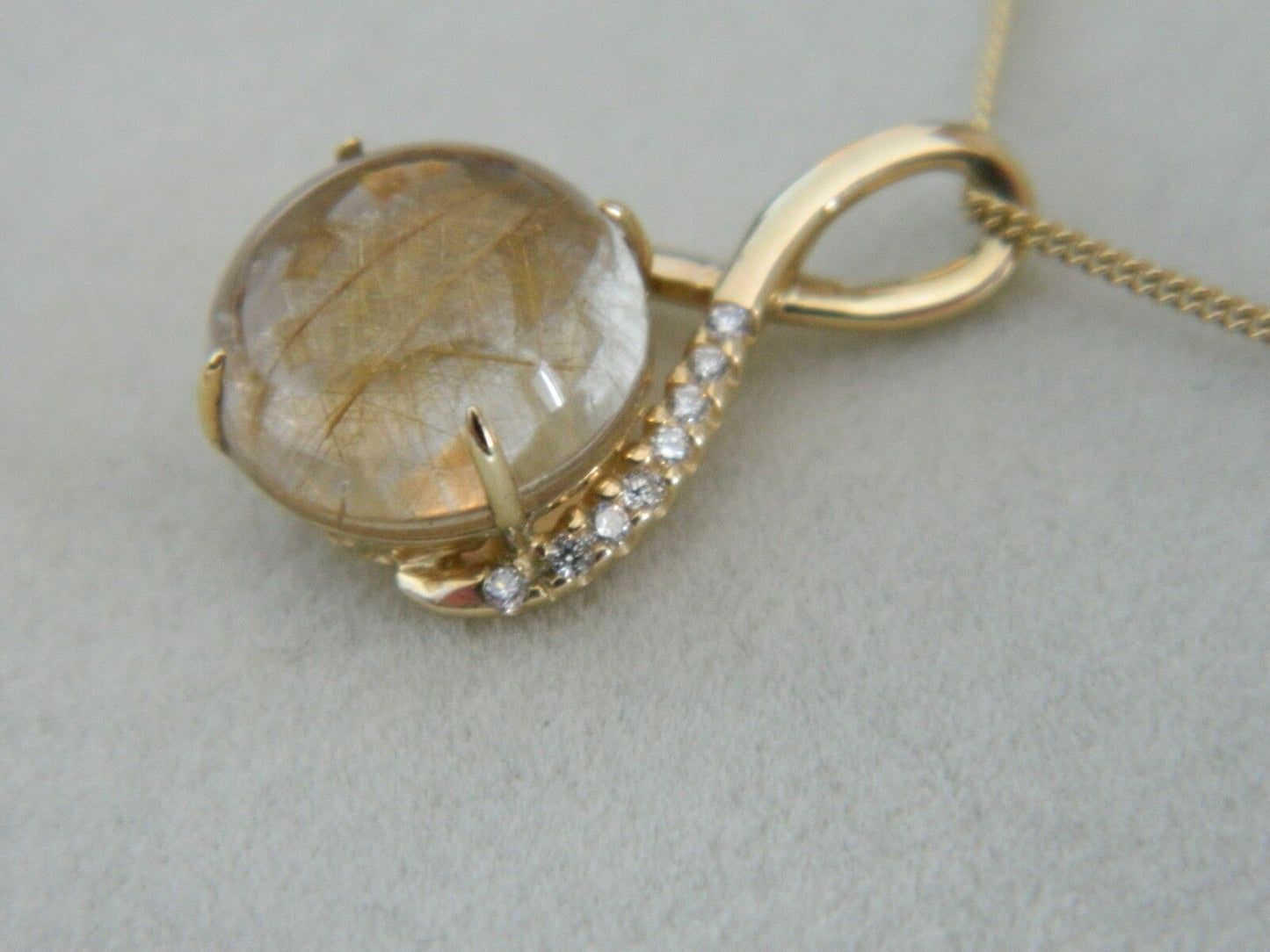 Clogau 9ct Yellow Gold Venus Rutilated Quartz & Diamond Pendant