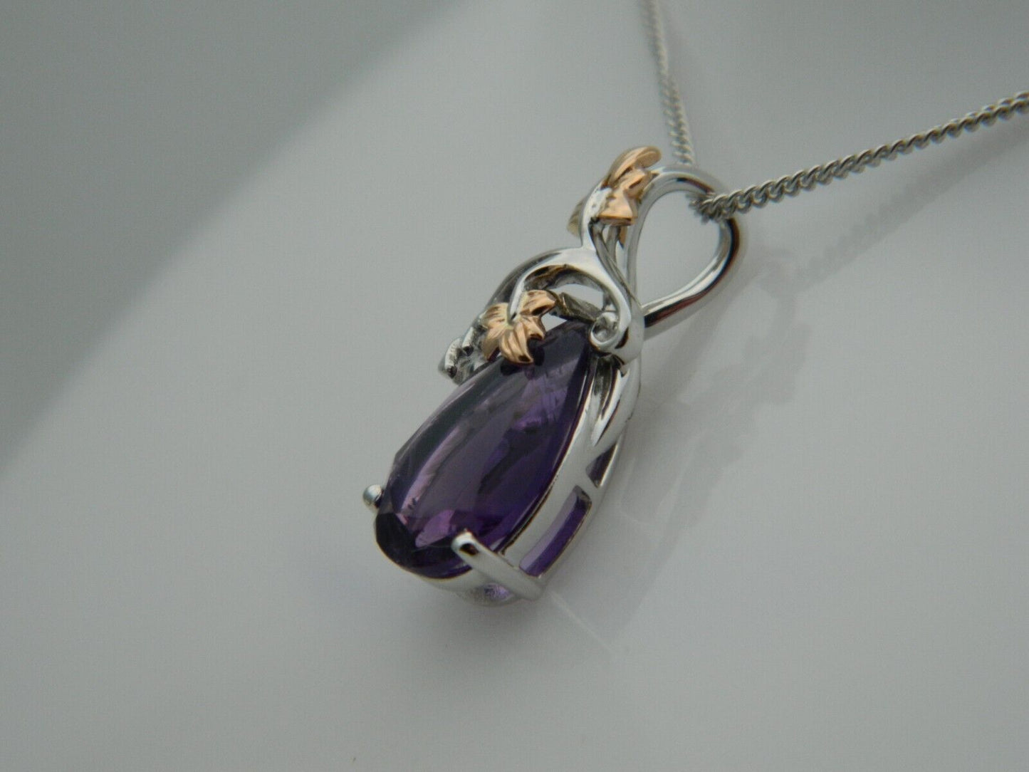 Clogau 18ct White & Rose Gold Great Vine Amethyst Pendant RRP £1,500.00