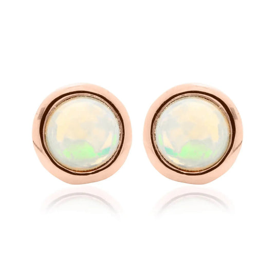 Clogau Sterling Silver & 9ct Rose Gold Fire Opal October Birthstone Stud Earrings