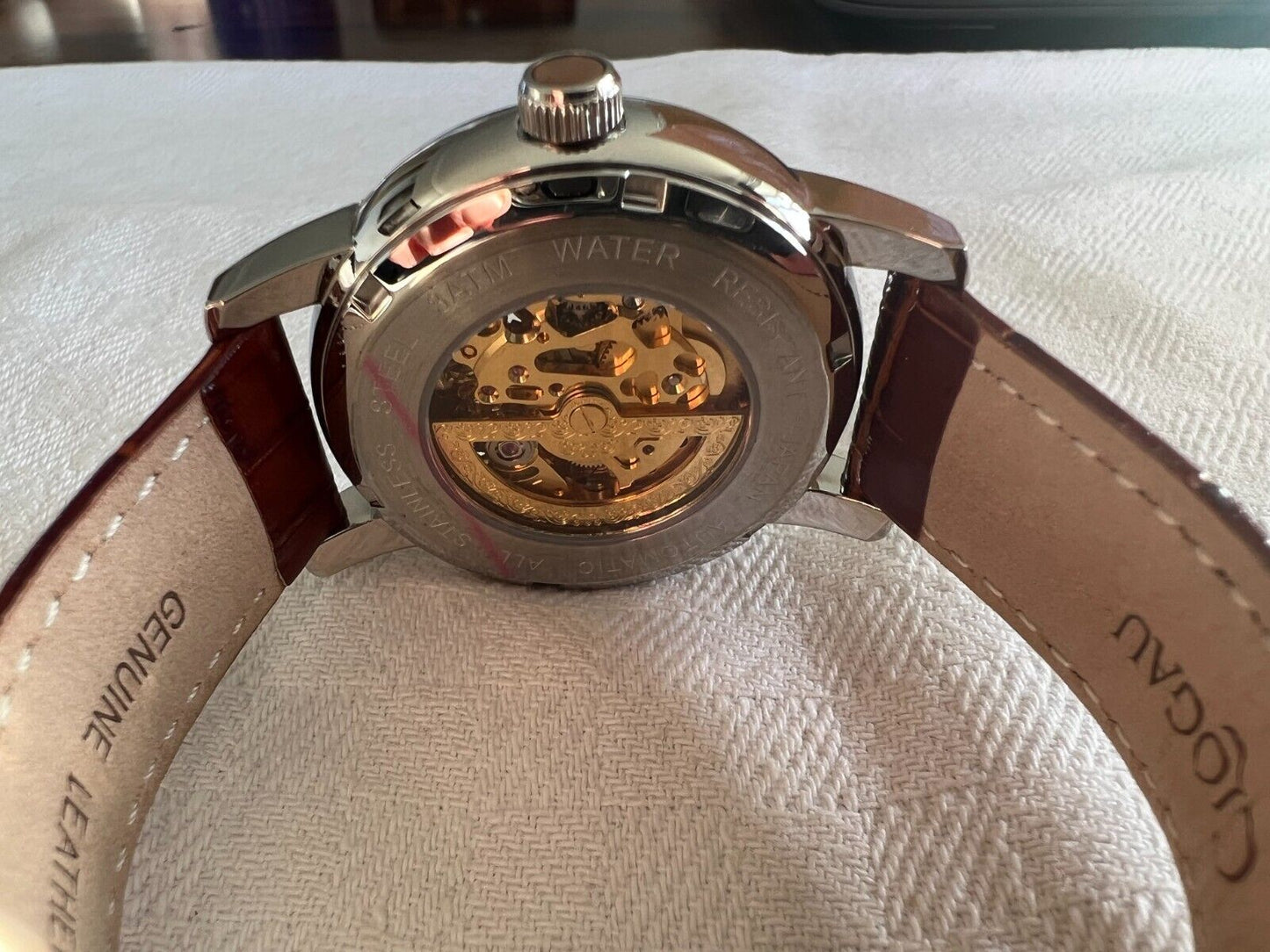 Clogau Large Men's Baroque Tree of Life Watch With Brown Leather Strap