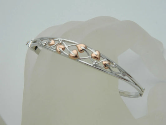 Clogau Sterling Silver & 9ct Rose Gold Tree of Life Bangle RRP £330.00 (Slight Second)