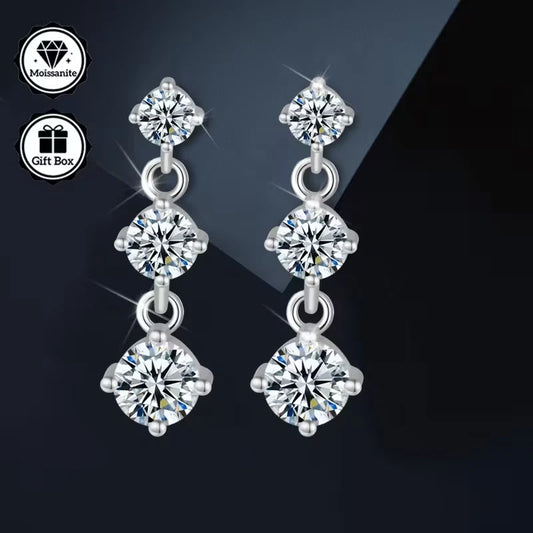 Sterling Silver 1.8ct White Moissanite Stud Drop Earrings