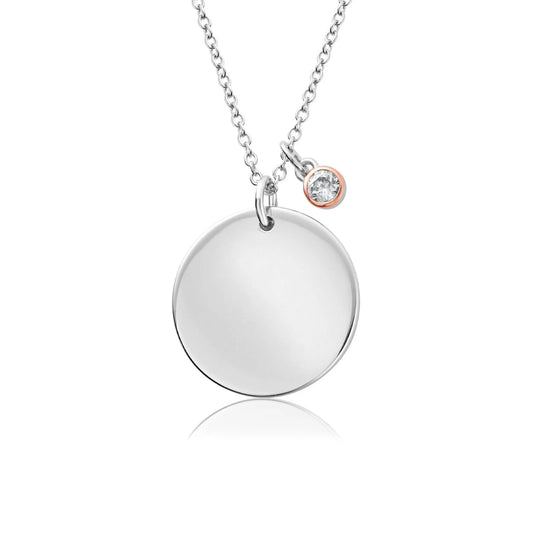 Clogau Sterling Silver & 9ct Rose Gold Celebration April Zircon Birthstone Pendant