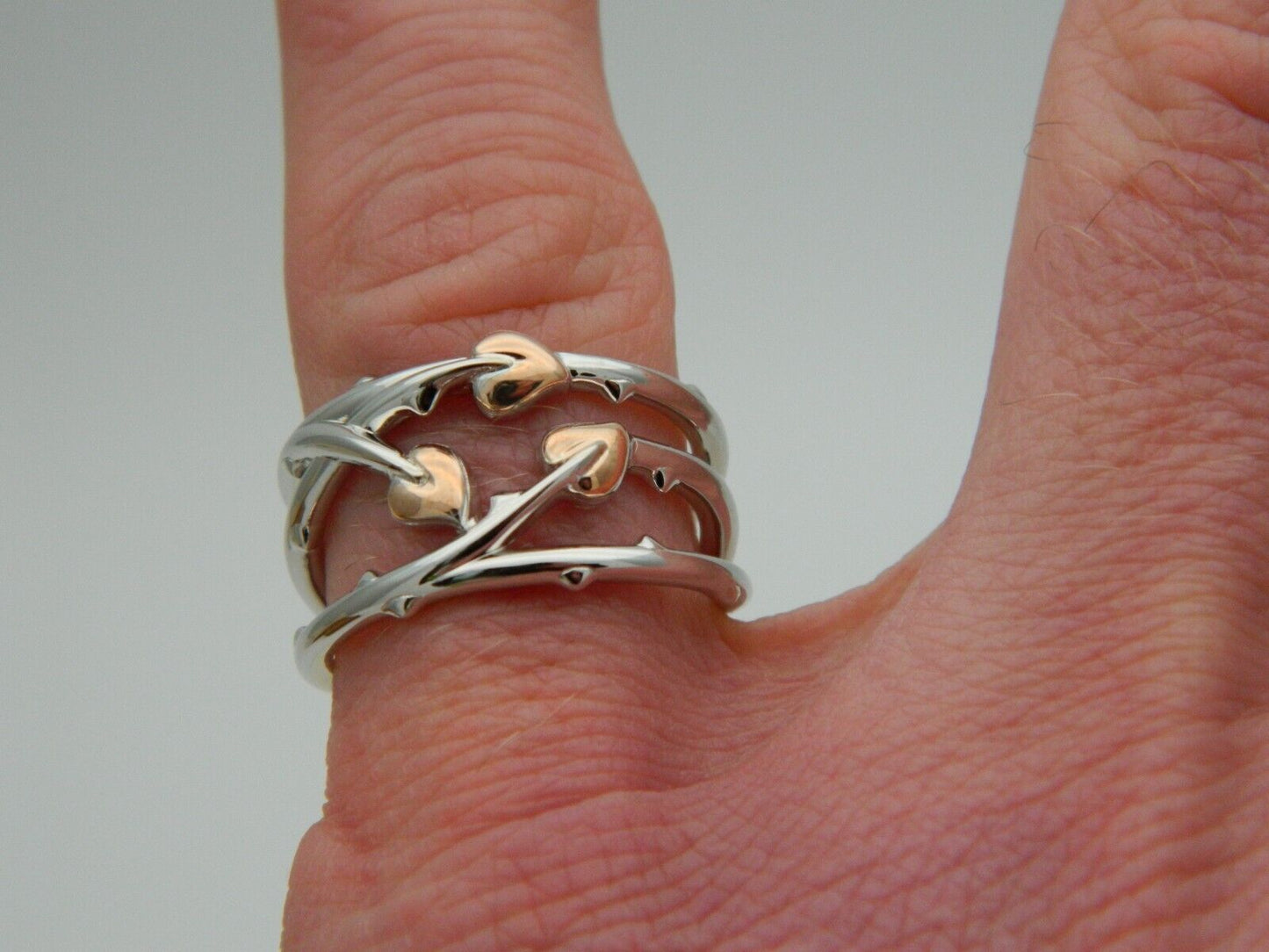 Clogau Sterling Silver & 9ct Rose Gold Betrayal Triple Heart Ring