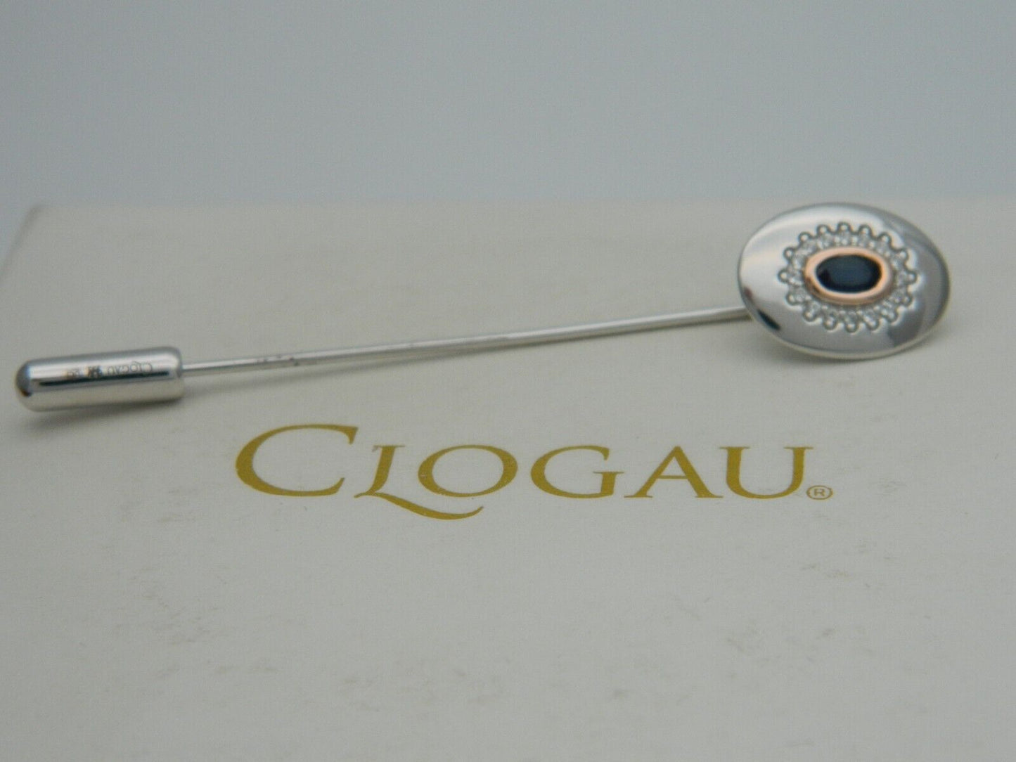 Clogau Sterling Silver & 9ct Rose Gold Princess Diana Blue Sapphire Lapel Pin