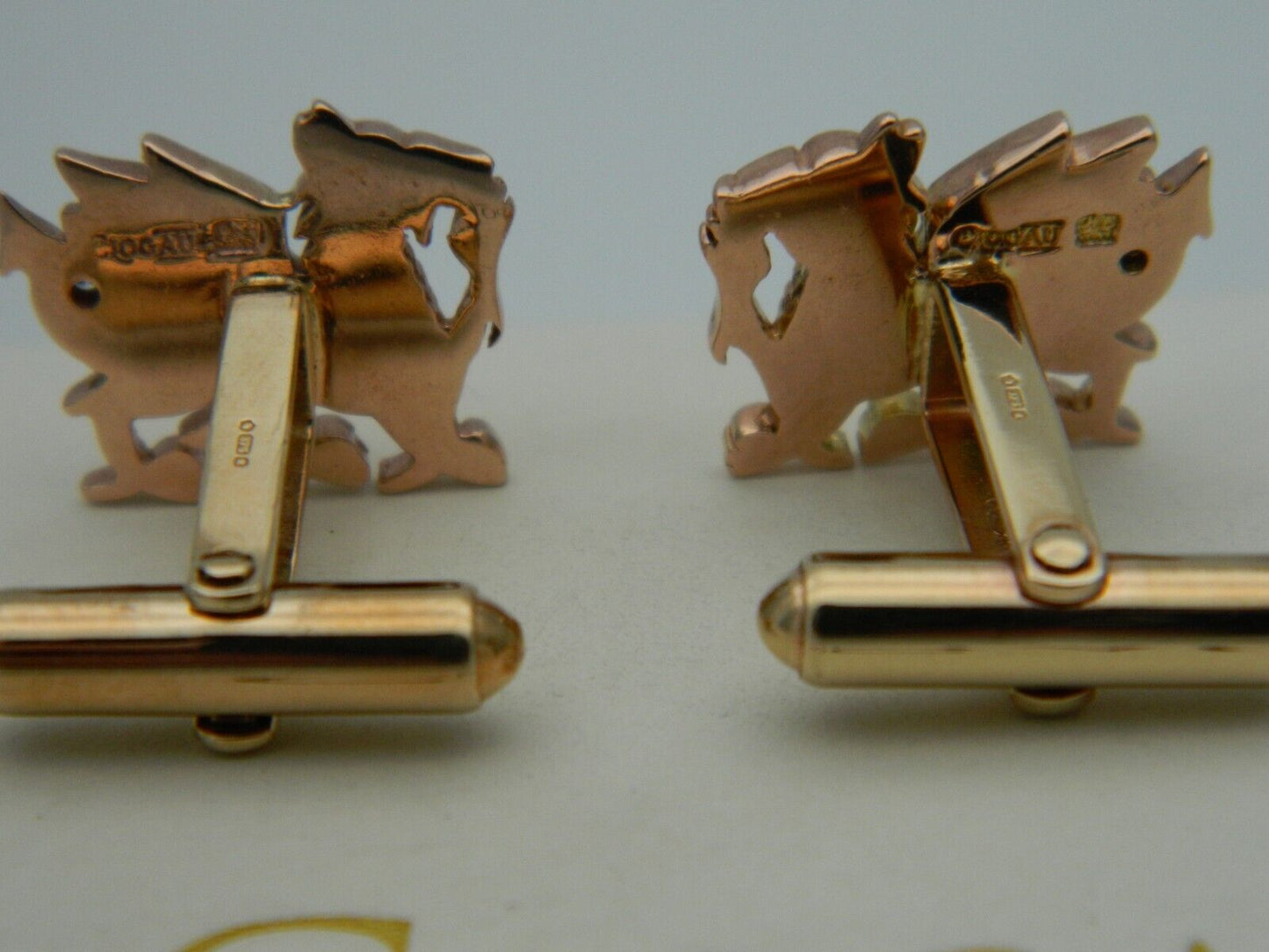 Clogau 9ct Rose & Yellow Gold Diamond Set Welsh Dragon Cuff Links