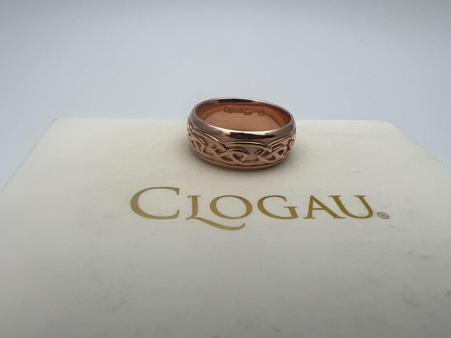 Clogau 9ct Rose Gold 8mm Annwyl Celtic Band Ring RRP £770.00 size O or P